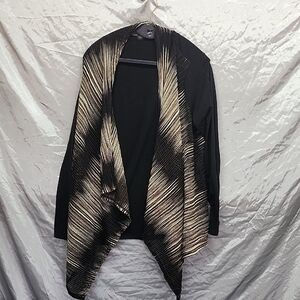 casual Express earth Tone Geometric Open Front Shrug Cardigan Womens SZ M